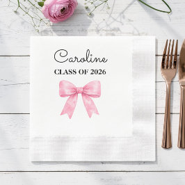 Elegant Pink Bow Custom Graduate Name Pappersservett