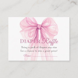 Elegant Pink Bow Diaper Raffle Tickets Tilläggskort