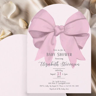 Elegant Pink Bow Girly Baby Shower Arch Inbjudningar