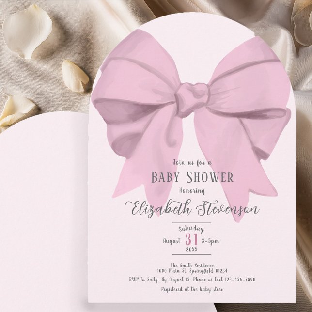 Elegant Pink Bow Girly Baby Shower Arch Inbjudningar (Skapare uppladdad)