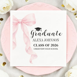 Elegant Pink Bow Graduation Cap Graduate Pappersservett
