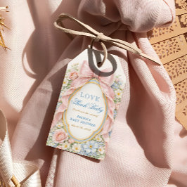 Elegant Pink Bow Love Shack Baby Shower Thank You Presentetikett