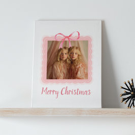 Elegant Pink Bow Merry Christmas Custom Canvas