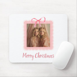 Elegant Pink Bow Merry Christmas Custom Mousepad Musmatta