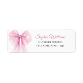 Elegant Pink Bow Return Address Labels Returadress Etikett