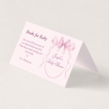 Elegant Pink Bow Theme Books for Baby Card