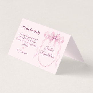 Elegant Pink Bow Theme Books for Baby Card Kort