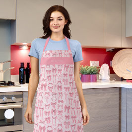 Elegant Pink Bows and Coquette Chic Trendy Apron