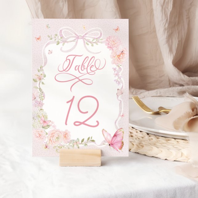 Elegant Pink Butterfly Table Number (Skapare uppladdad)