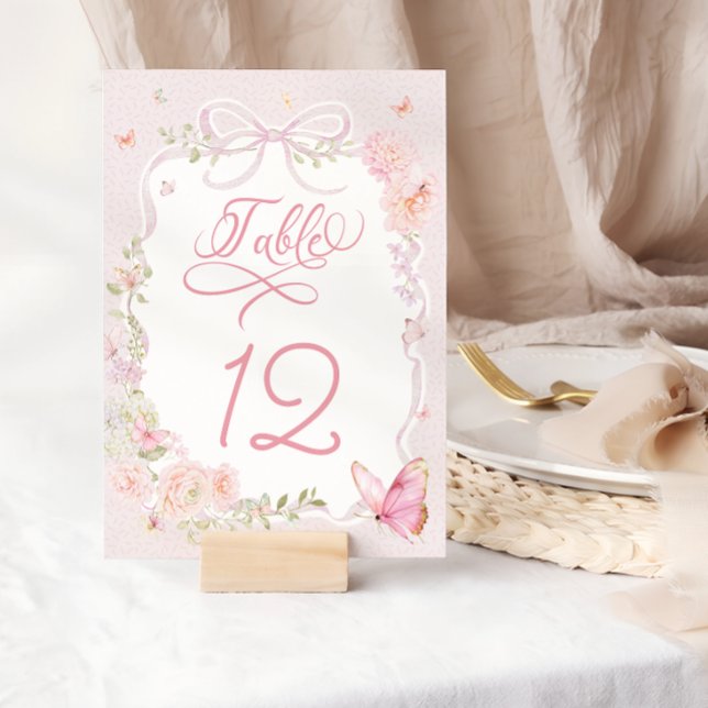 Elegant Pink Butterfly Table Number (Skapare uppladdad)