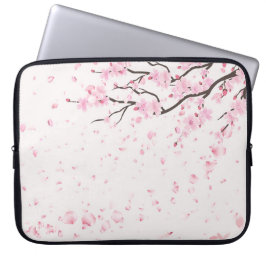 Elegant Pink Cherry Blossom Floral Laptop Sleeve