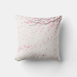 Elegant Pink Cherry Blossom Floral Throw Pillow Kudde