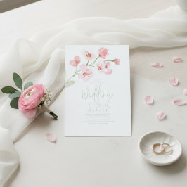 Elegant Pink Cherry Blossom Watercolor Wedding  Inbjudningar