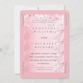 Elegant Pink Cherry Blossom Wedding Invitation - C Inbjudningar