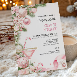 Elegant Pink Christmas Girls Night Invitation Inbjudningar