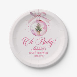 Elegant Pink Christmas Ornament Baby Shower