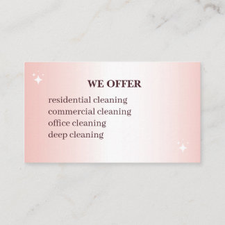 Elegant Pink Cleaning Service Business Card  Visitkort