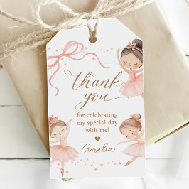 Elegant Pink Coquette Ballerina Girl Birthday Presentetikett