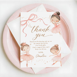 Elegant Pink Coquette Ballerina Girl Birthday Tack Kort