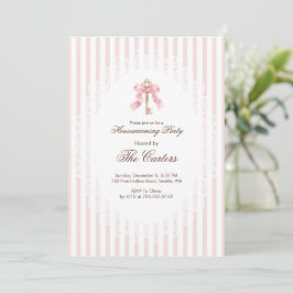 Elegant Pink Coquette Gold Key Housewarming Inbjudningar