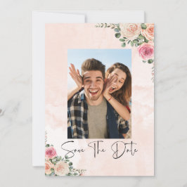 Elegant Pink Cream Floral Wedding Save the Date  Inbjudningar