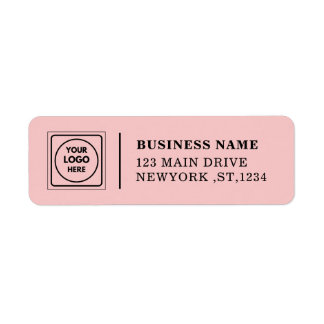 Elegant Pink Custom Logo Business Address Design Returadress Etikett
