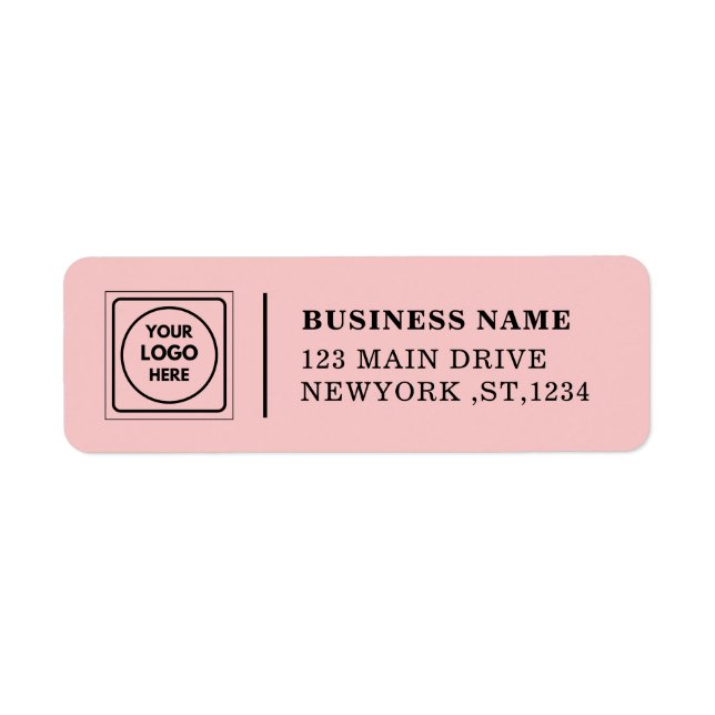 Elegant Pink Custom Logo Business Address Design Returadress Etikett (Framsidan)