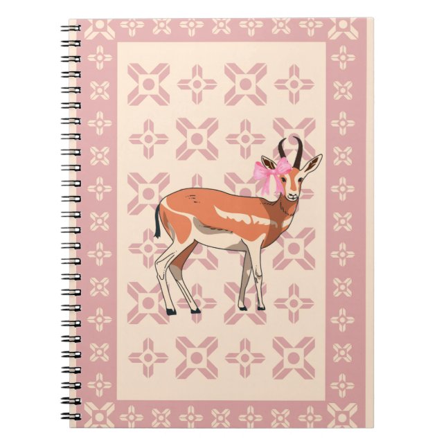 Elegant Pink Doe-patterned Christmas  Anteckningsbok (Framsidan)