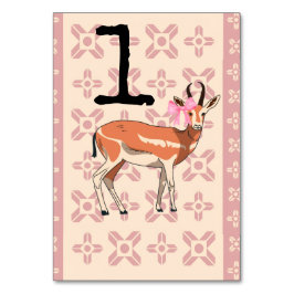 Elegant Pink Doe-patterned Christmas Bordsnummer