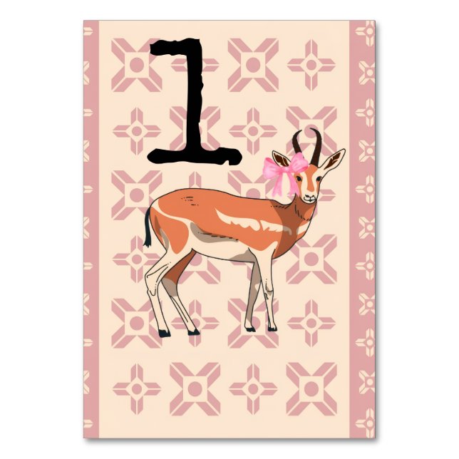 Elegant Pink Doe-patterned Christmas  Bordsnummer (Framsidan)
