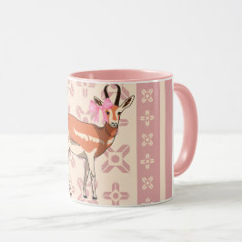 Elegant Pink Doe-patterned Christmas Mugg