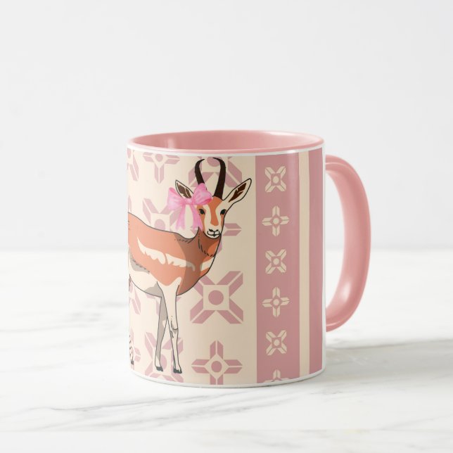 Elegant Pink Doe-patterned Christmas  Mugg (Framsida höger)