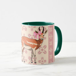 Elegant Pink Doe-patterned Christmas Mugg