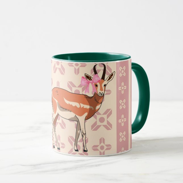 Elegant Pink Doe-patterned Christmas  Mugg (Framsida höger)