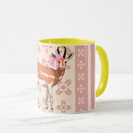 Elegant Pink Doe-patterned Christmas Mugg