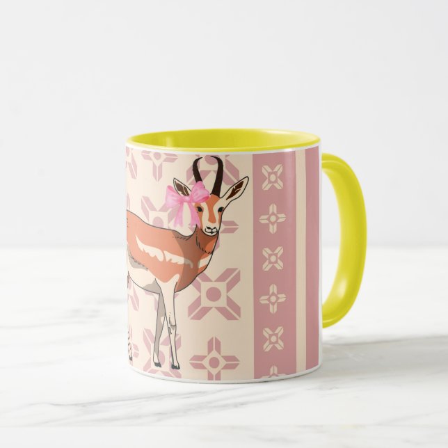 Elegant Pink Doe-patterned Christmas  Mugg (Framsida höger)