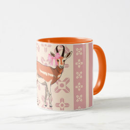 Elegant Pink Doe-patterned Christmas Mugg