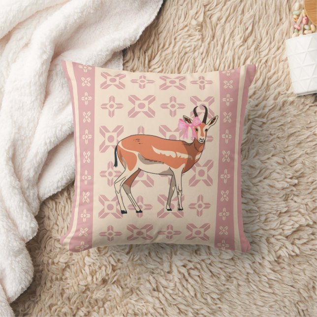 Elegant Pink Doe-patterned Christmas Pillow Kudde (Filt)