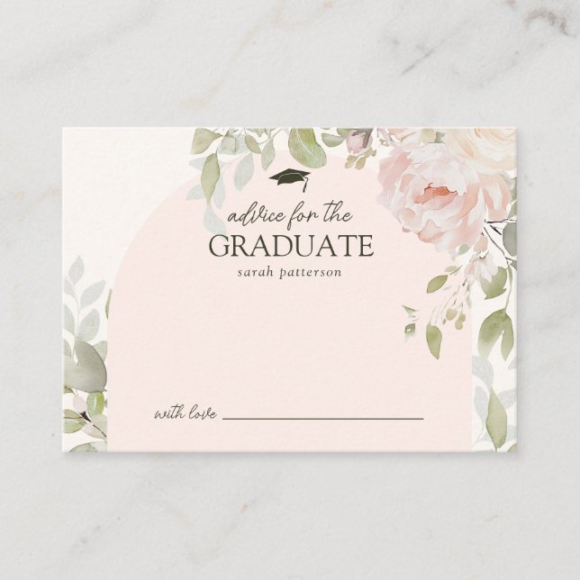 Elegant Pink Floral Advice for the Grad Tilläggskort (Framsida)