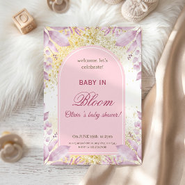 Elegant Pink Floral Baby Shower Inbjudningar
