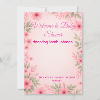 Elegant Pink Floral Baby Shower Invitation Spara Datumet