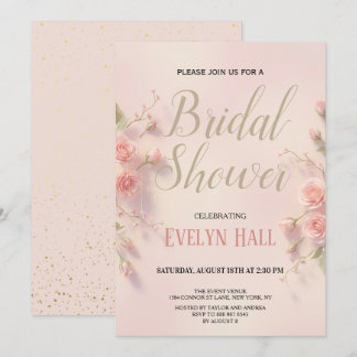 Elegant Pink Floral Bachelorette Party Inbjudningar