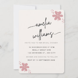 Elegant Pink Floral Bridal Shower Invitation - Cus Inbjudningar