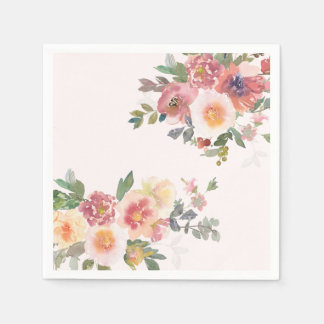 Elegant Pink Floral Bridal Shower Pappersservett