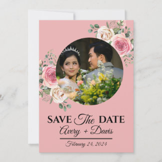 Elegant Pink Floral Fully Editable Save the Date Inbjudningar