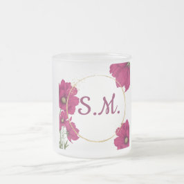 Elegant Pink Floral Gold Circle Coffee Mug Frostad Glasmugg