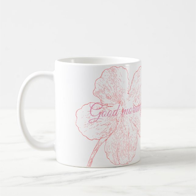 ​Elegant Pink Floral Good Morning Bella Kaffemugg (Vänster)