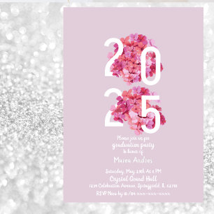 Elegant pink Floral Graduation Invitation Magnetisk Inbjudningskort