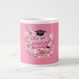 Elegant Pink Floral Graduation Party mug Jumbo Mugg