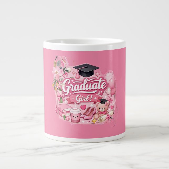 Elegant Pink Floral Graduation Party mug Jumbo Mugg (Framsidan)